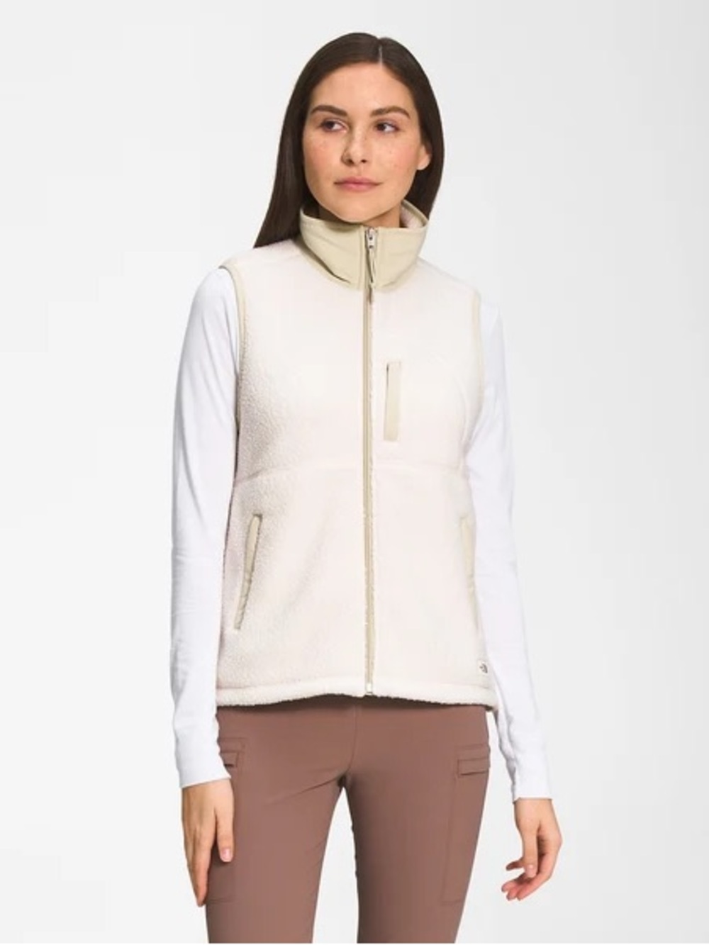 The North Face Cream Fleece Zip Vest